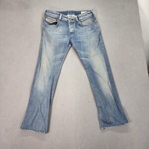 Diesel Zathan Jeans Mens Blue Bootcut Button Fly Distressed 73C00 Fits 30x26